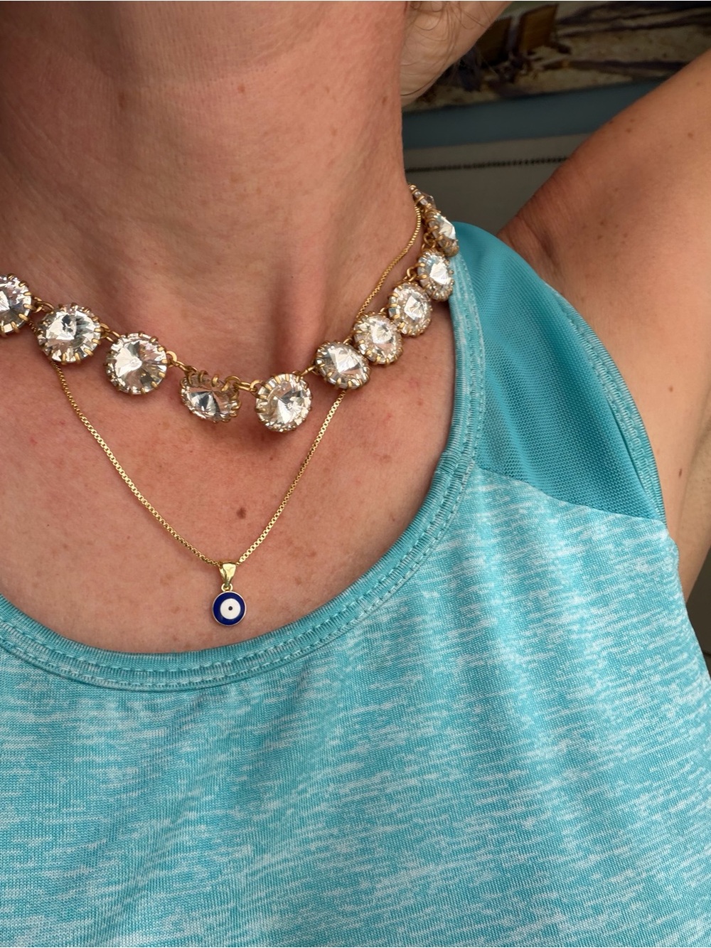 J. Crew Gold Crystal Statement Necklace & Earring Set - Clear - Picture 6 of 6